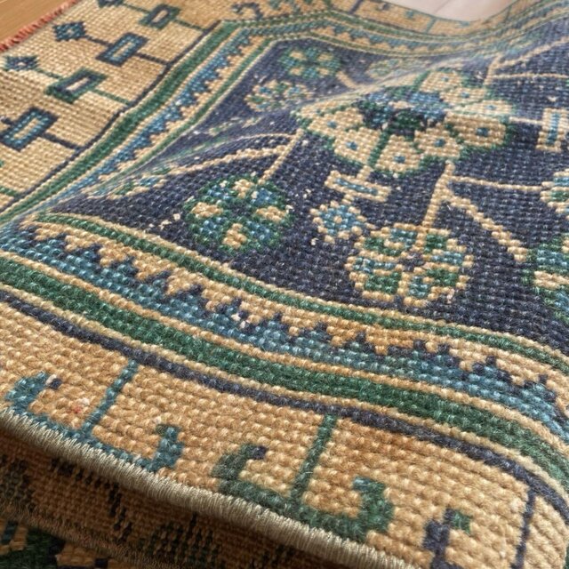 56×187 ロングランナーラグ 大きなボタニカル柄 トルコヴィンテージ