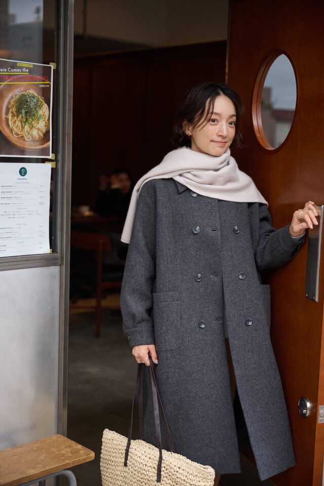 知的で大人雰囲気に ウールコート ロングコート ダブルボタンコート