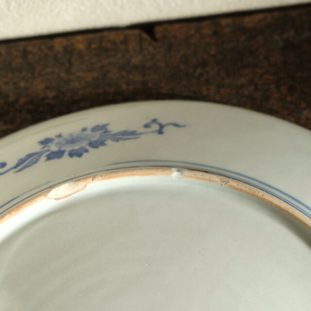 花と蝶々◇伊万里 十寸印判イゲ大皿 骨董/antiques 器 暮らしに 大正