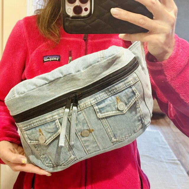 ボディバッグ☆デニムリメイク☆トートバッグ マザーズバッグ ウエスト