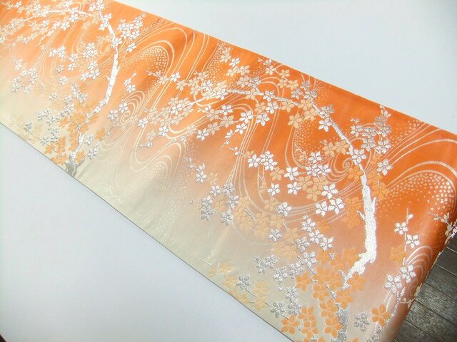 16)2440】160cm/西陣織・流水花文様/タペストリー・テーブルランナー