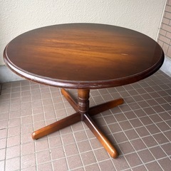 飛騨産業 キツツキマーク 天然木 丸テーブル幅100㎝リビングテーブル 濃茶