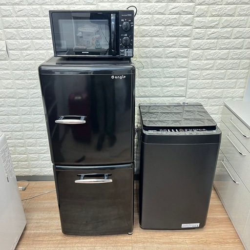 高年式ブラックAQUA冷蔵庫/SHARPオーブン洗濯機/配送設置保証/首都圏