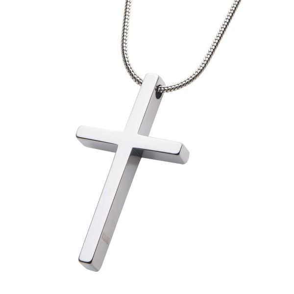 INOX Tungsten Carbide Cross Pendant with Steel Snake Chain