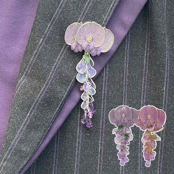 FOXEY BOUTIQUE フォクシー ブローチ フラワーモチーフ グレー FOXEY