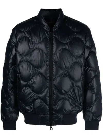 Duvetica Quilted Padded Bomber Jacket In Navy Fabric | ModeSens