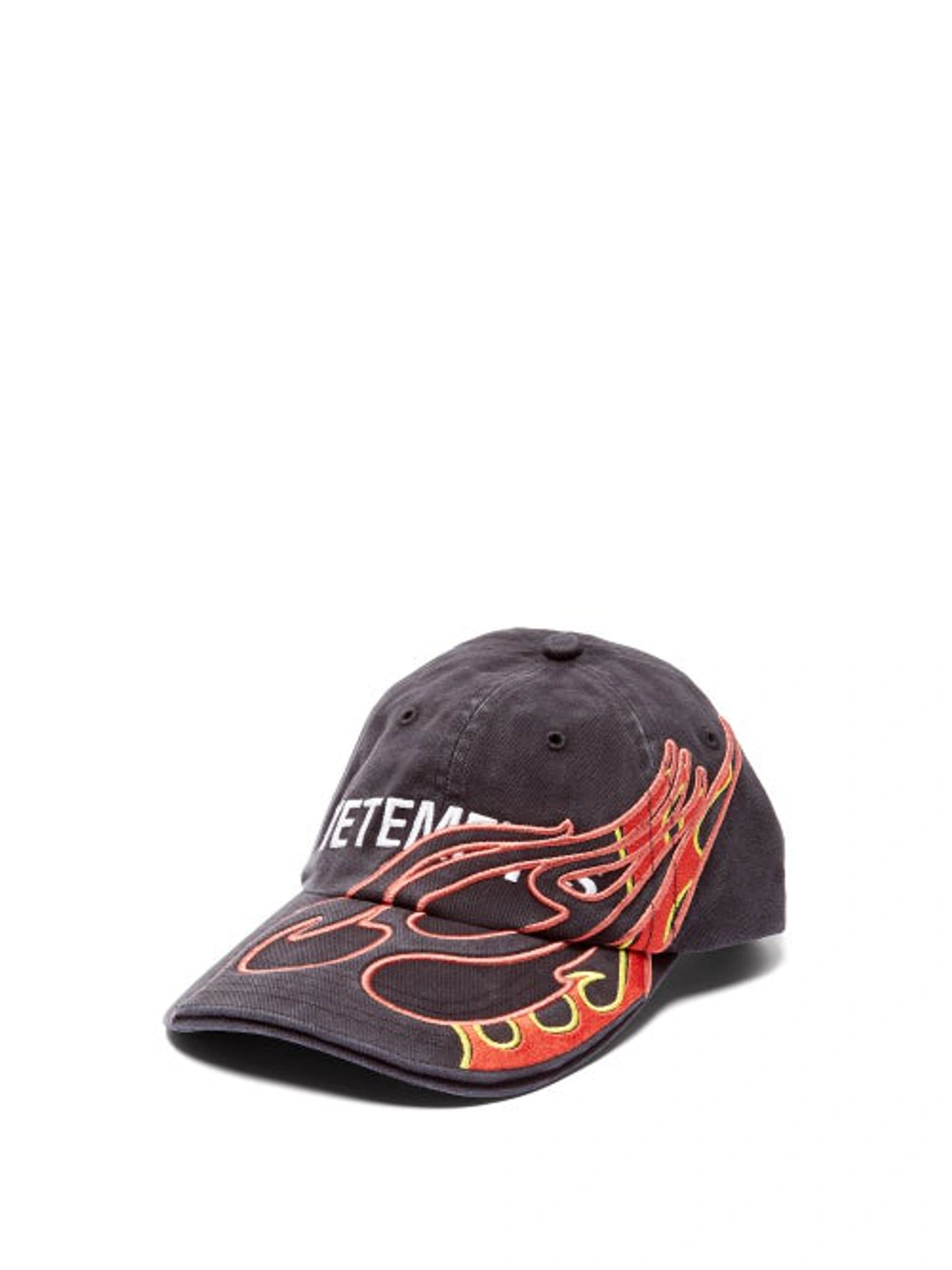 Vetements X Reebok 'fire' Graphic Logo Embroidered Baseball Cap In