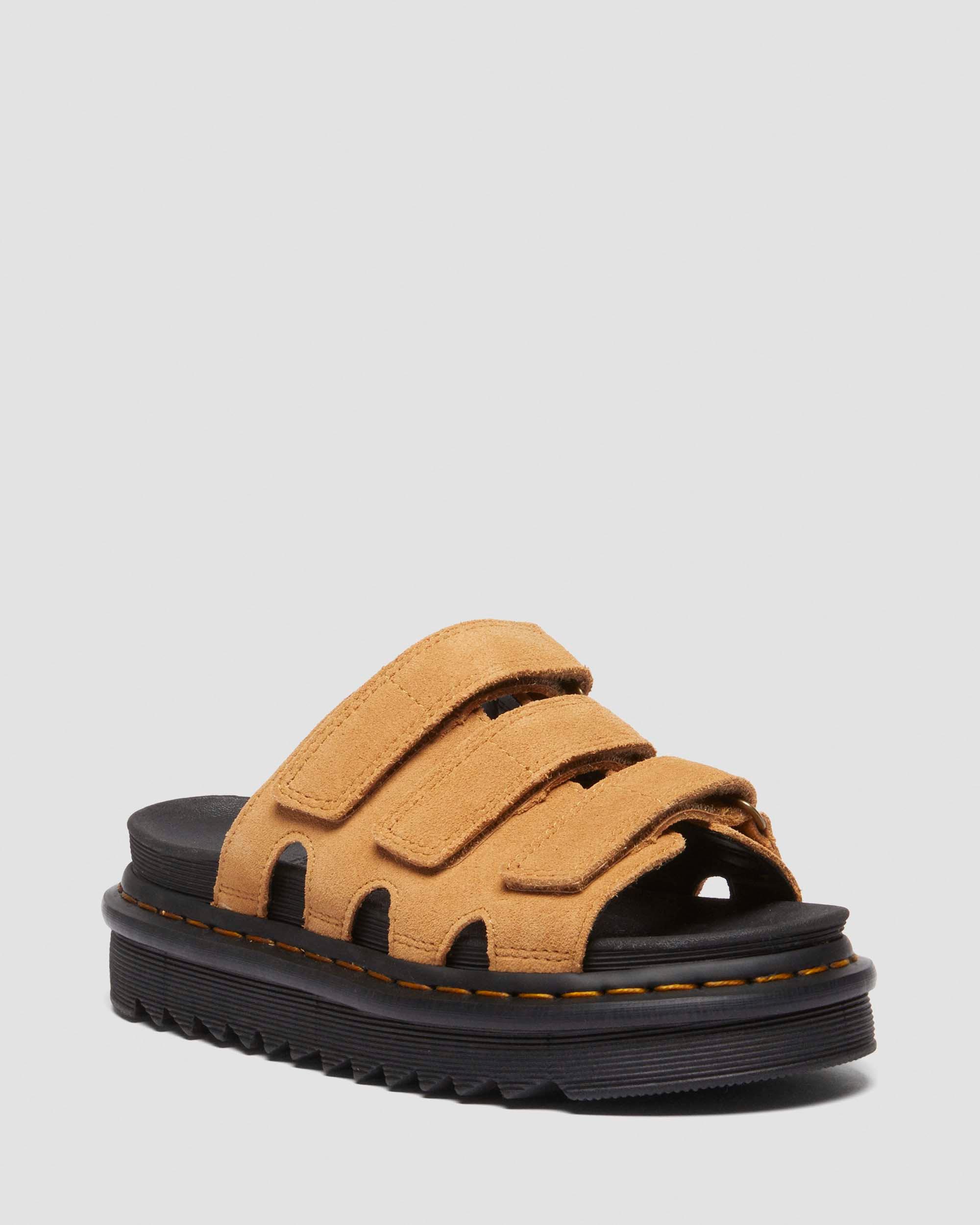 Raine Slide Suede sandals in Tan | Dr. Martens