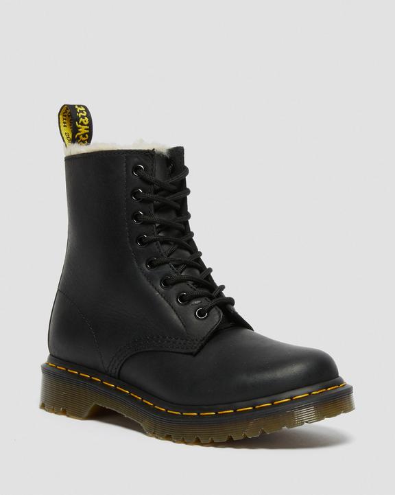 1460 Women's Faux Fur Lined Lace Up Boots in Black | Dr. Martens