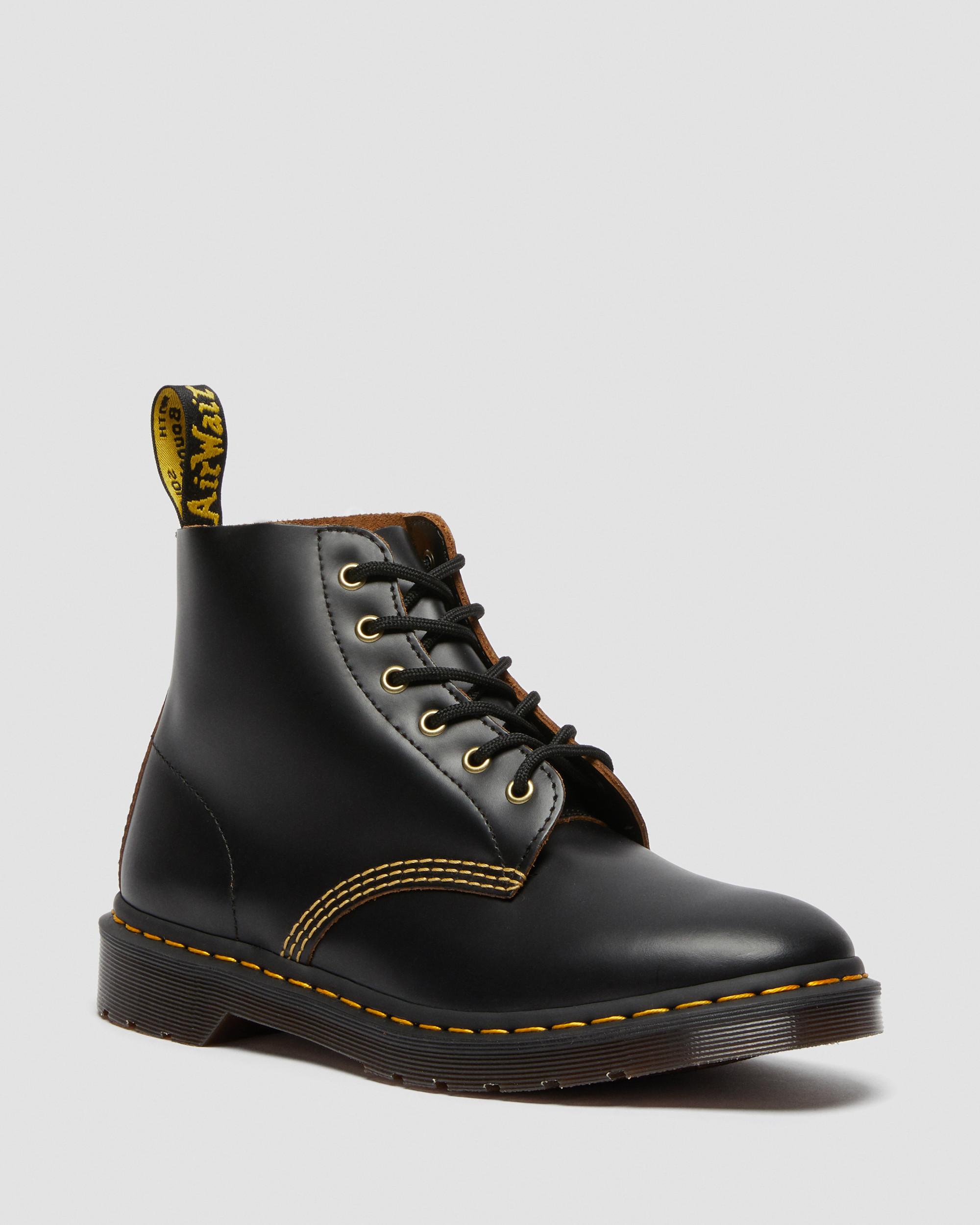 101 Vintage Smooth Leather Ankle Boots in Black | Dr. Martens