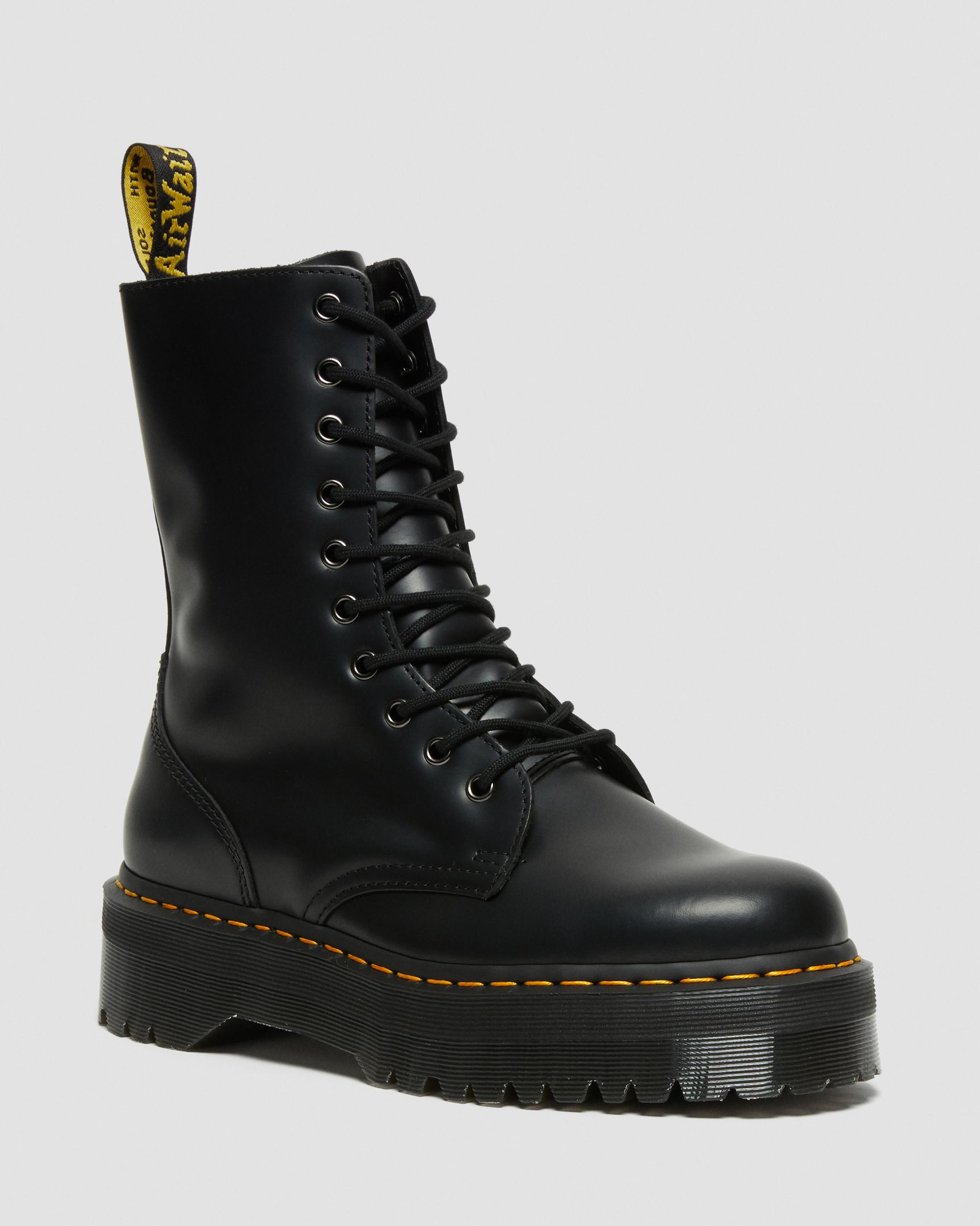 Jadon Hi Boot Smooth Leather Platforms in Black | Dr. Martens