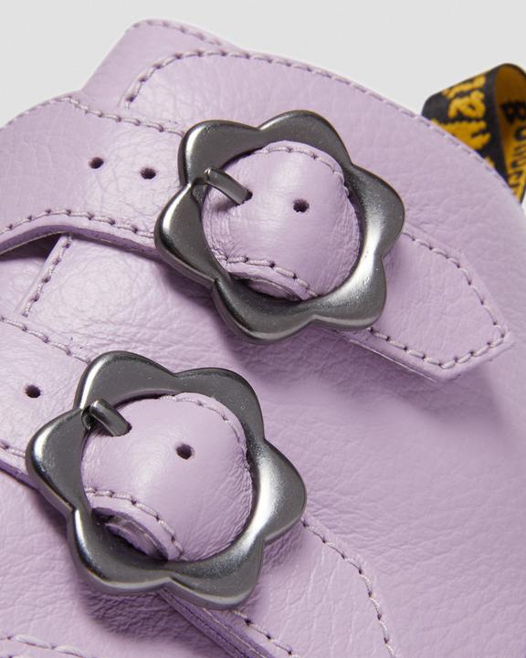 Devon Flower Buckle Leather Platform Boots in Lilac | Dr. Martens