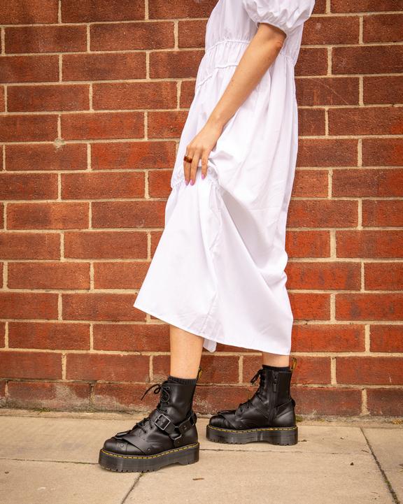 Jadon Boot Harness Leather Platforms in Black | Dr. Martens