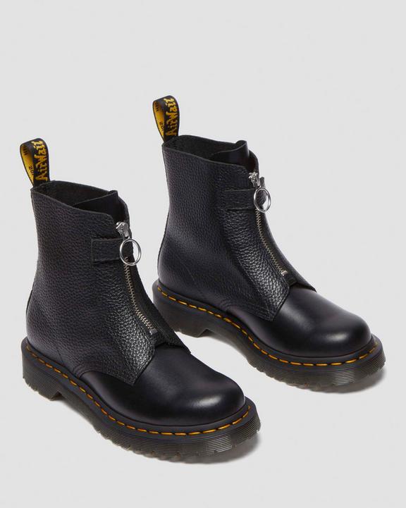 1460 Front Zip Leather Lace Up Boots in Black | Dr. Martens