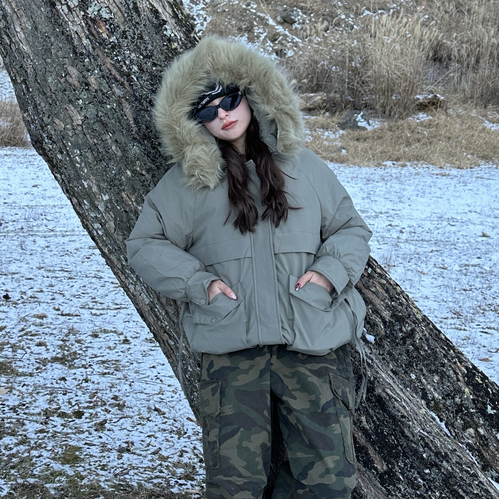 ユニセックス) ファーフードボンバージャケット | ファッション通販