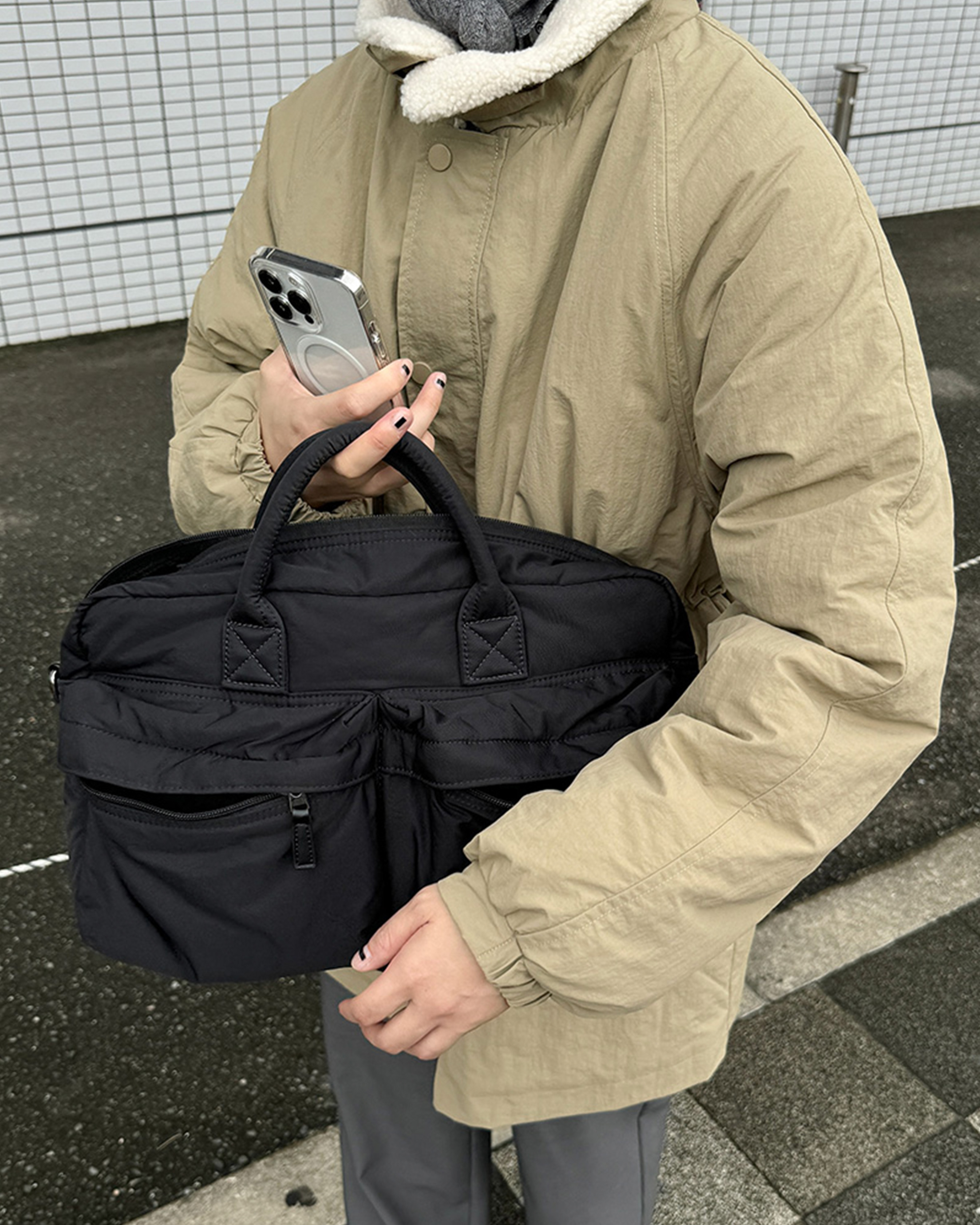 6回再販](ORIGINAL) ミドルマルチポケットクロスバック (black