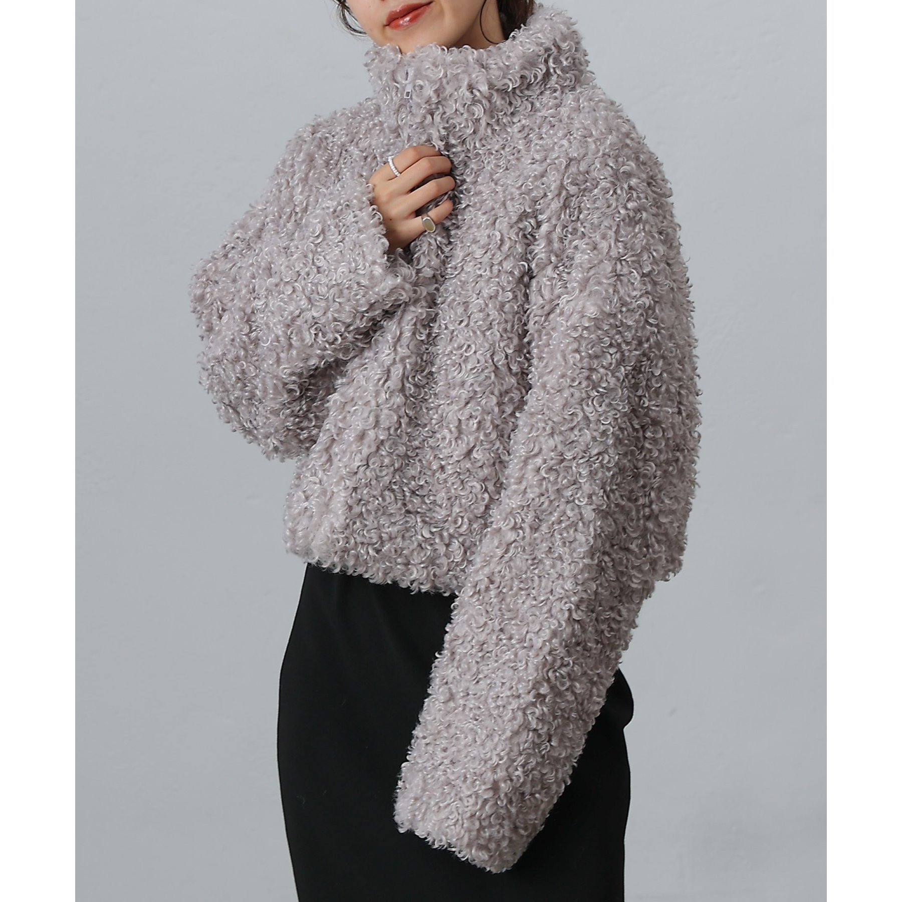 プードルフェイクファースタンドZIPブルゾン | ファッション通販サイト