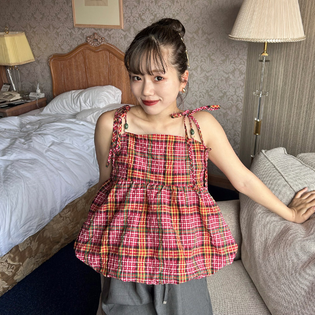 overdue flair redチェックキャミソール overdue flair redチェック