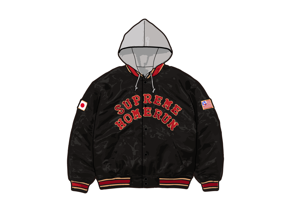 Supreme x Homerun Satin Hooded Varsity Jacket 