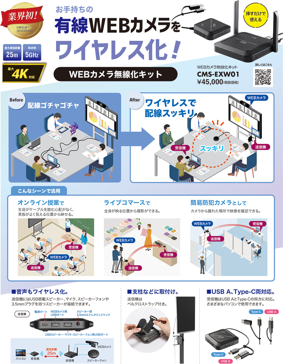 お手持ちの有線WEBカメラをワイヤレス化！WEBカメラ無線化キットのご