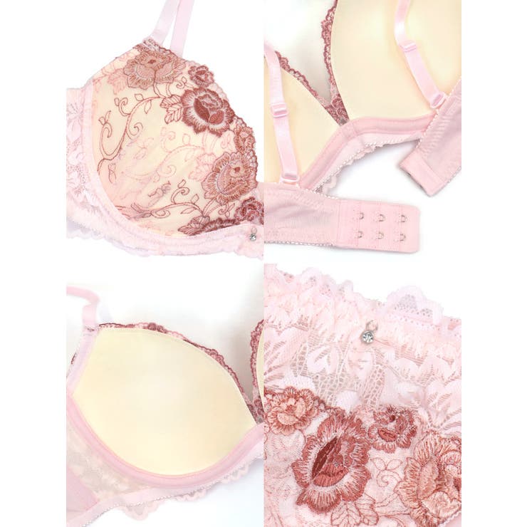 ビオニーレース刺繍スイーツカラーブラ＆ショーツセット ガーリー