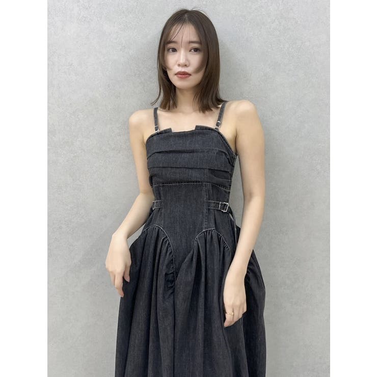 デニムベルトギャザーキャミワンピース[品番：MKSW0061613]｜dazzlin