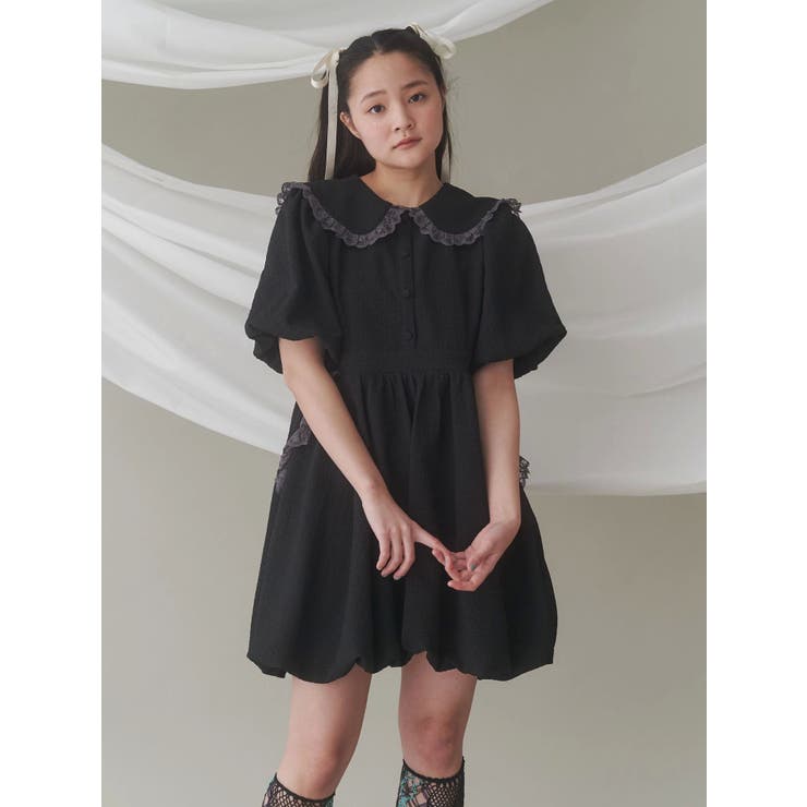 バルーンパフミニワンピース[品番：MKSW0063409]｜merry jenny