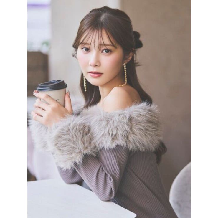 フェイクファーオフショルミニワンピース[品番：MKSW0066397]｜EATME