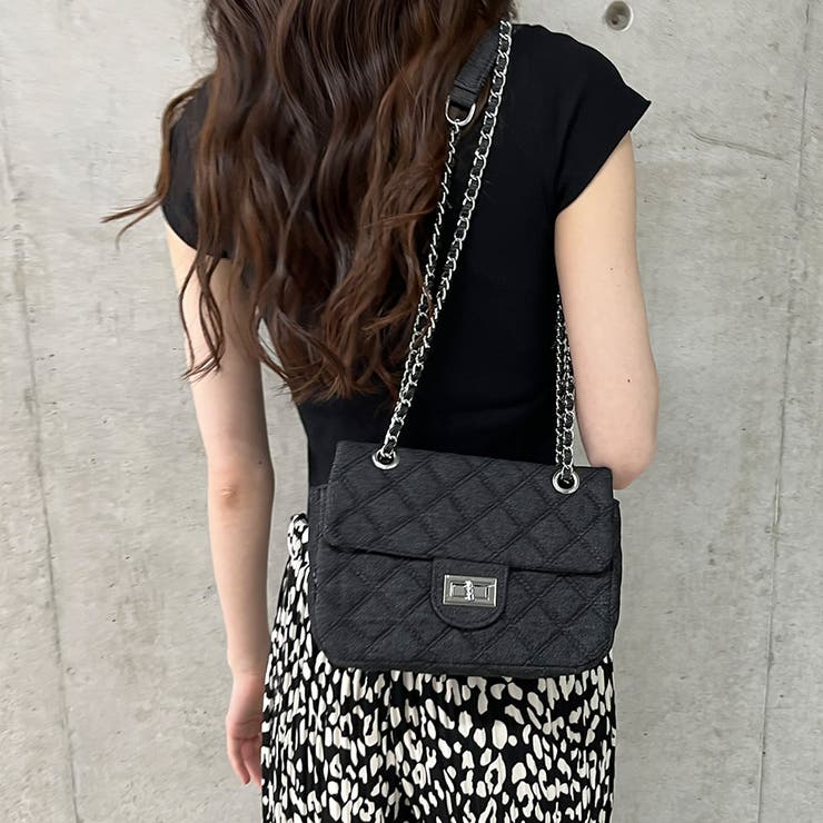 キルティングチェーンデニムショルダーバッグ[品番：MJNW0003319]｜me