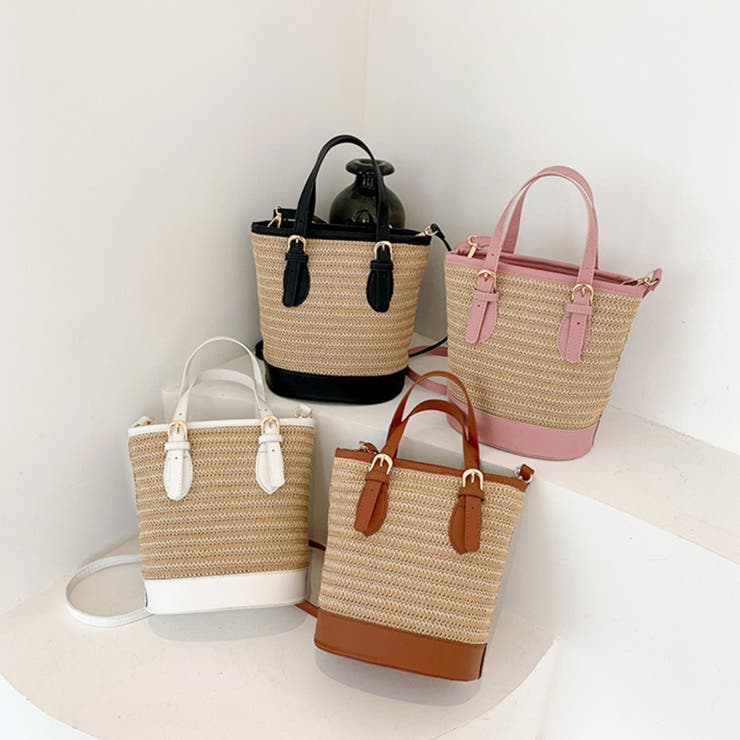 ストローショルダーバッグ かごバッグ 夏[品番：II000010300