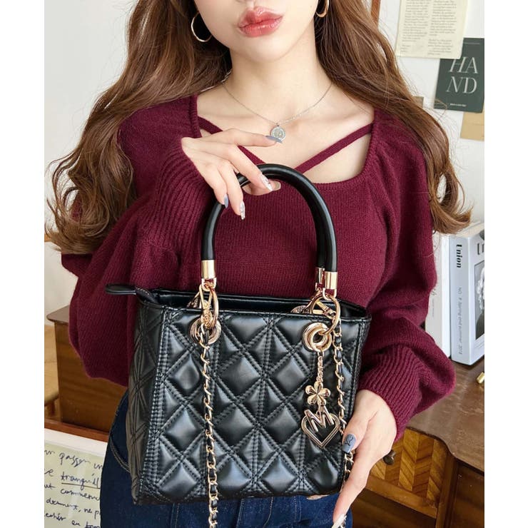 オリジナルチャーム付き2WAYキルティングバッグ[品番：ERMW0000024