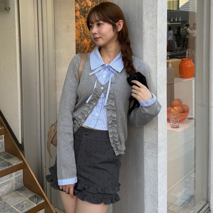 re.__mi23セレクト】フリルドッキングカーディガン[品番：OLOW0016764