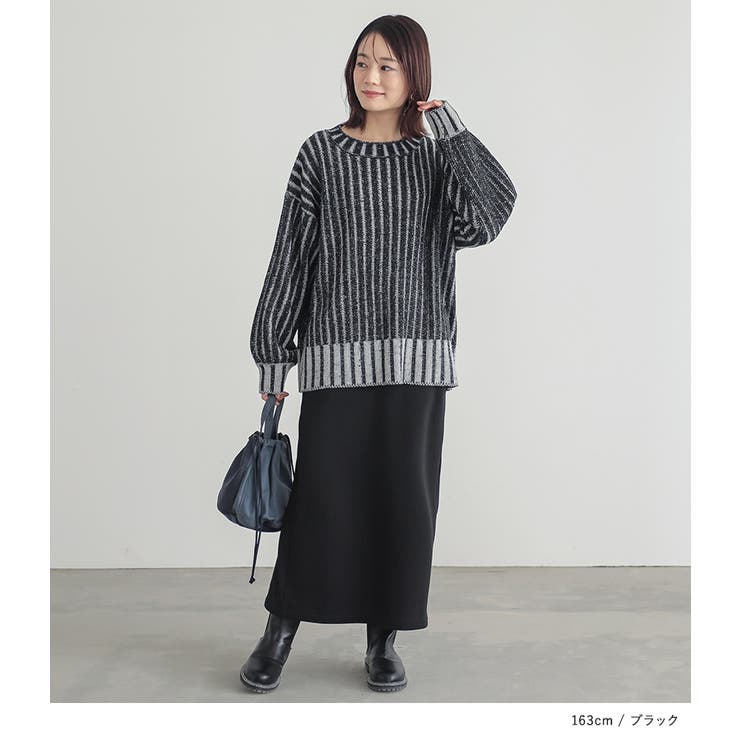 n'OrLABEL二重臼配色リブ編みニット [品番：MITW0017798