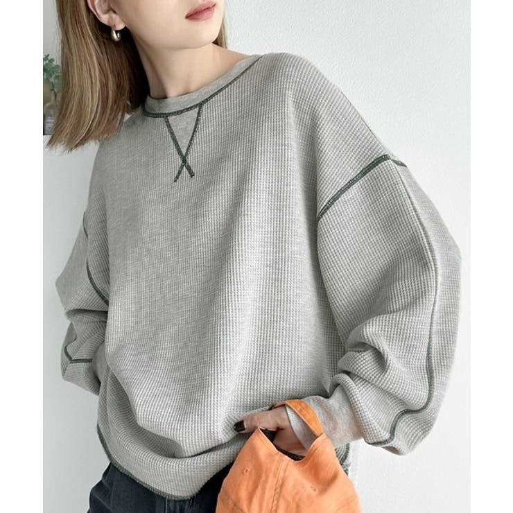 JaVaジャバ 別注》シンプルなのに格上げ。2way配色ワッフルロンTee