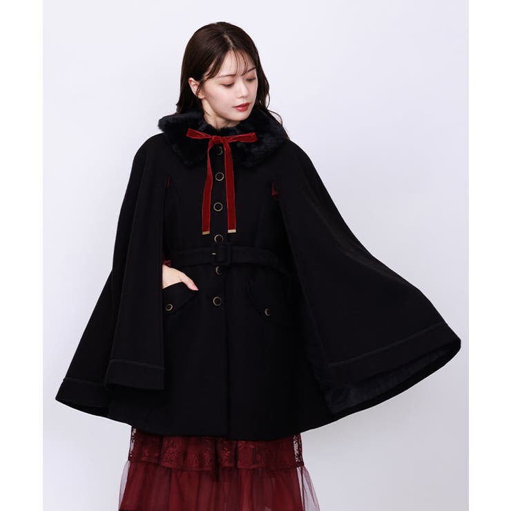 ファー襟付ケープコート[品番：IGAW0005595]｜axes femme（アクシーズ