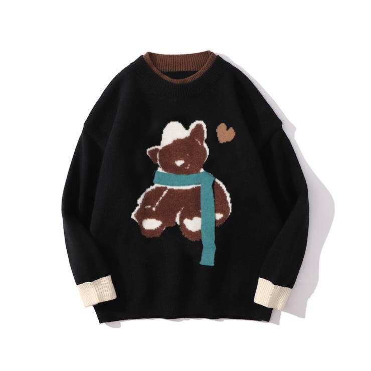 ニット マフラークマニット風スウェット 韓国ファッション[品番