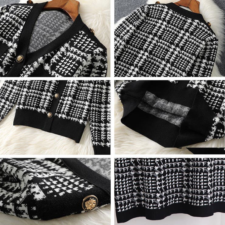 千鳥柄セットアップツイード風セクシー[品番：AGCW0002780]｜SUNSHINE