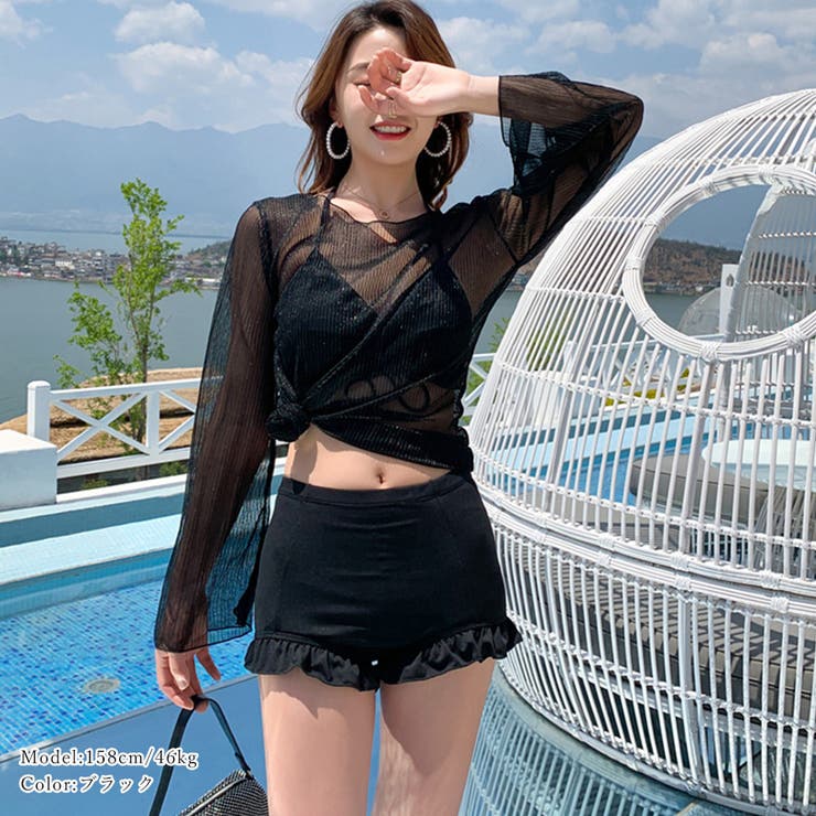 水着セット ラメシースルーラッシュガード[品番：AGCW0004086