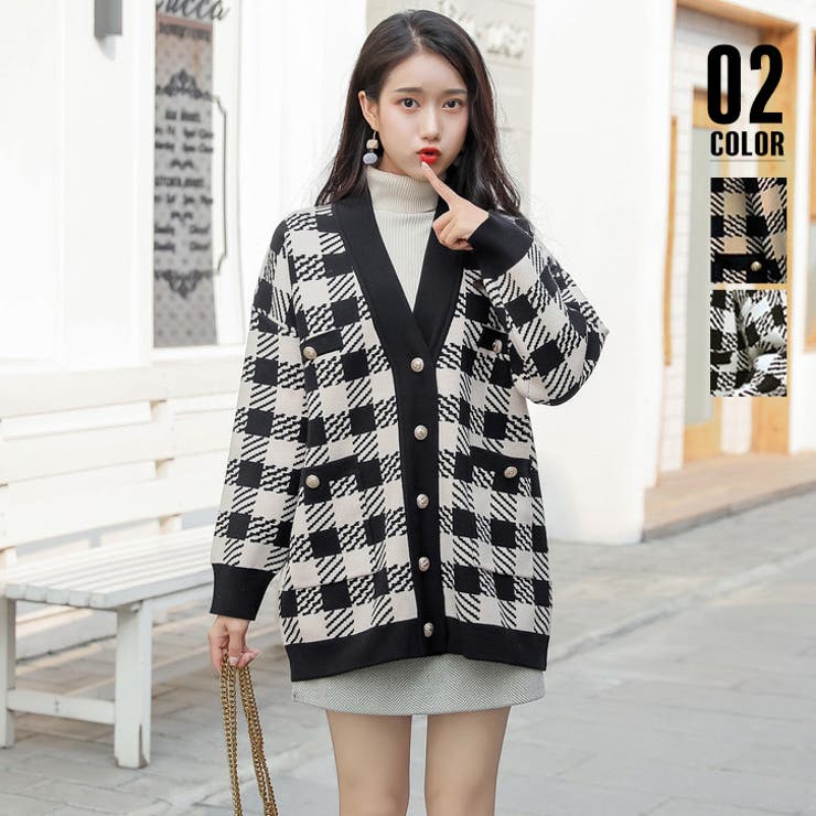 ニット カーディガン チェック柄[品番：AGCW0002669]｜SUNSHINE CLOSET