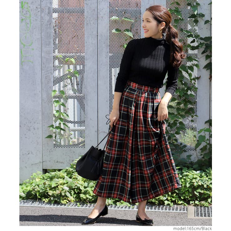 タータンチェックフロントタックガウチョパンツcocaオリジナル(Aライン