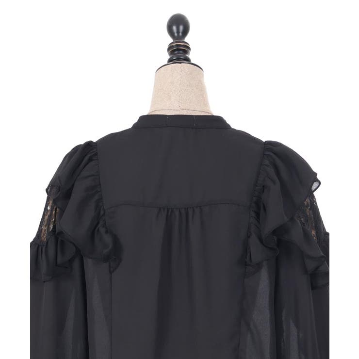 リボン付フリル長袖ブラウス[品番：IGAW0005443]｜axes femme