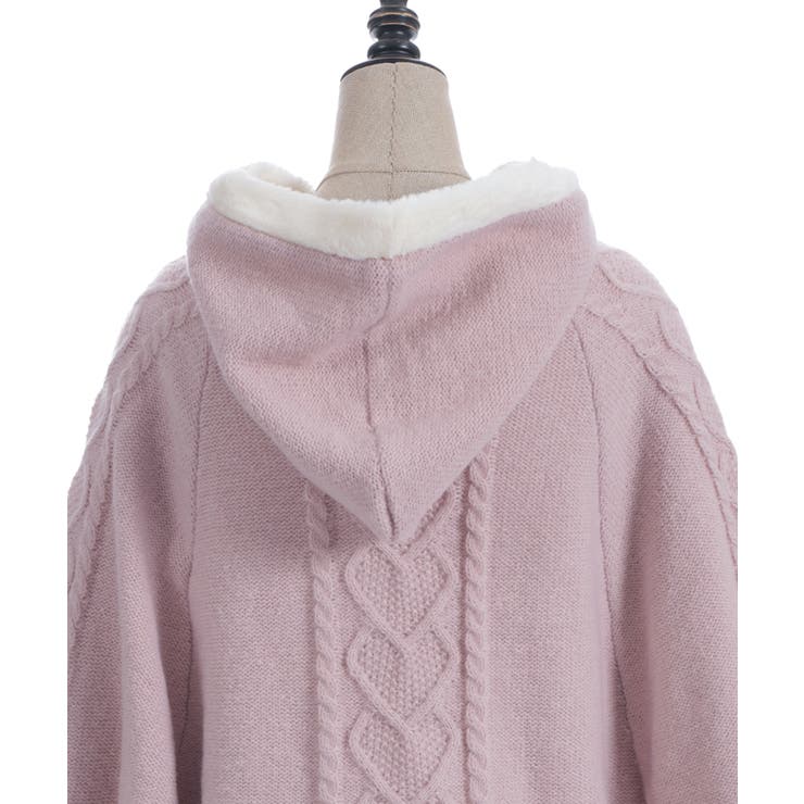 ハート編柄裏ボアニットケープ[品番：IGAW0006944]｜axes femme