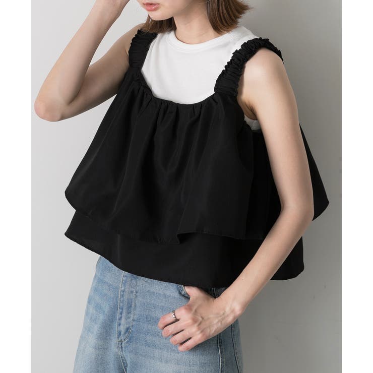 シャーリングキャミソール ボリュームビスチェ[品番：ADEW0004463]｜ad