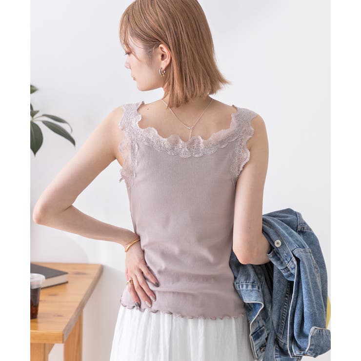 裾メロー・Vネック レースキャミソール[品番：ADEW0004136]｜ad thie