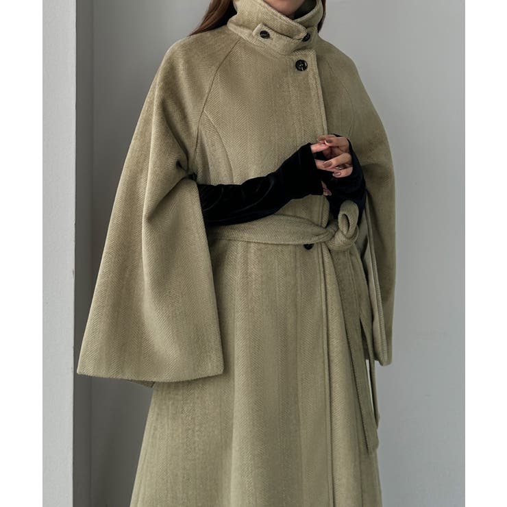 選べる2素材 ウールライク ヘリンボーンシャギー】2wayスリット