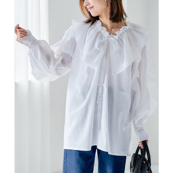 フリル袖ブラウス フリル袖 ブラウス[品番：GW000004624]｜Growing