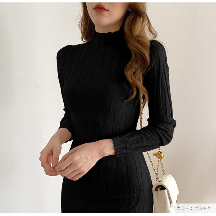 ニットワンピース ハーフネック ハイネック[品番：JCSW0001850