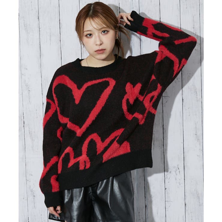 ハートライン×起毛タッチ》レディース ニットプルオーバー ゆる