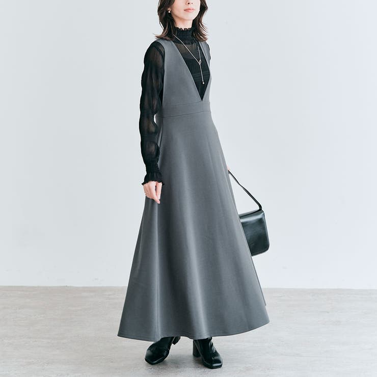 全方向ストレッチフレアジャンパースカート 2サイズ ジャンスカ[品番