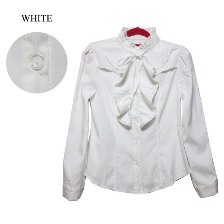 スタンドフリルブラウス 入学式 卒業式[品番：ELEW0000839